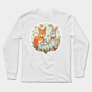 Tea Party Animals Design Long Sleeve T-Shirt